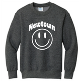 Newtown SMILEY Face Fleece Pullover Crewneck Sweatshirt