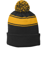 Value Striped Pom Pom Beanie