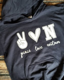 Peace, Love, Customized Hoodie