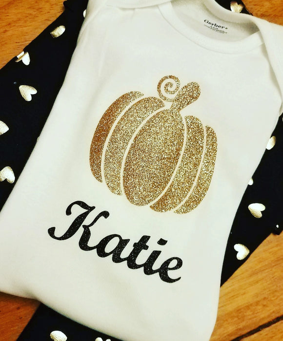Gold Glitter Pumpkin T-Shirt